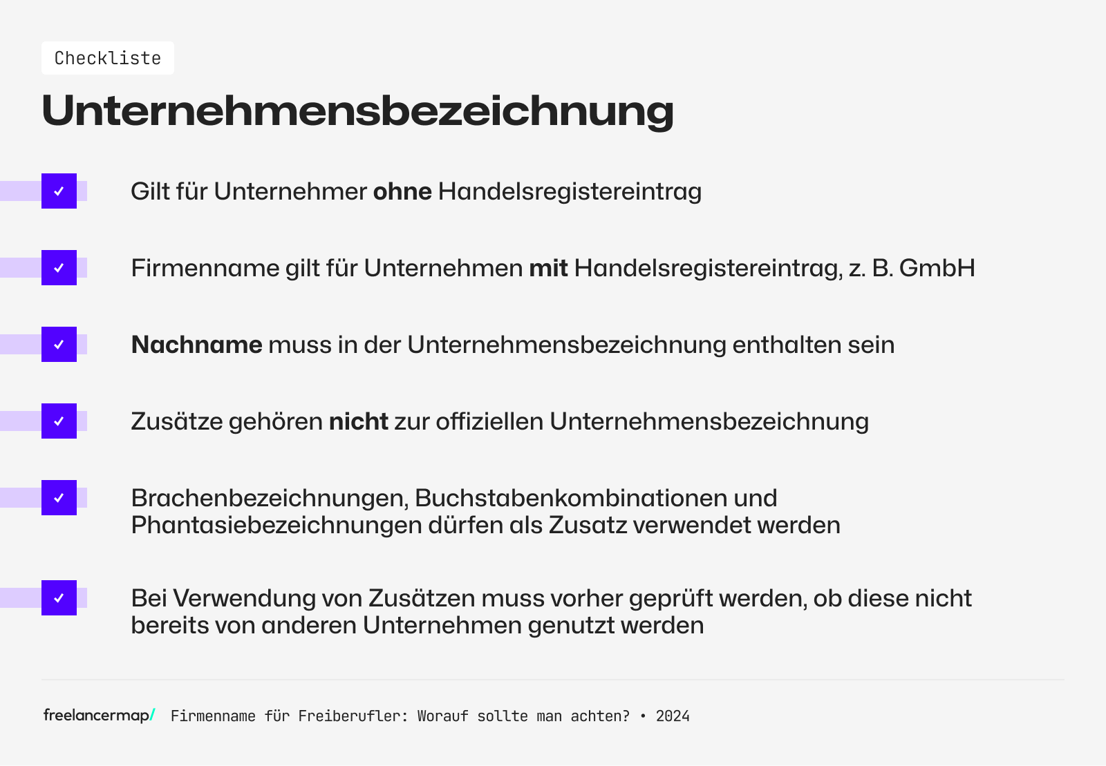 Unternehmensbezeichnung Vorgaben