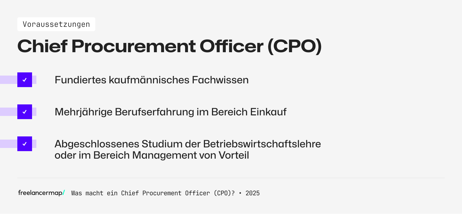 Voraussetzungen, die für den Chief Procurement Officer gelten
