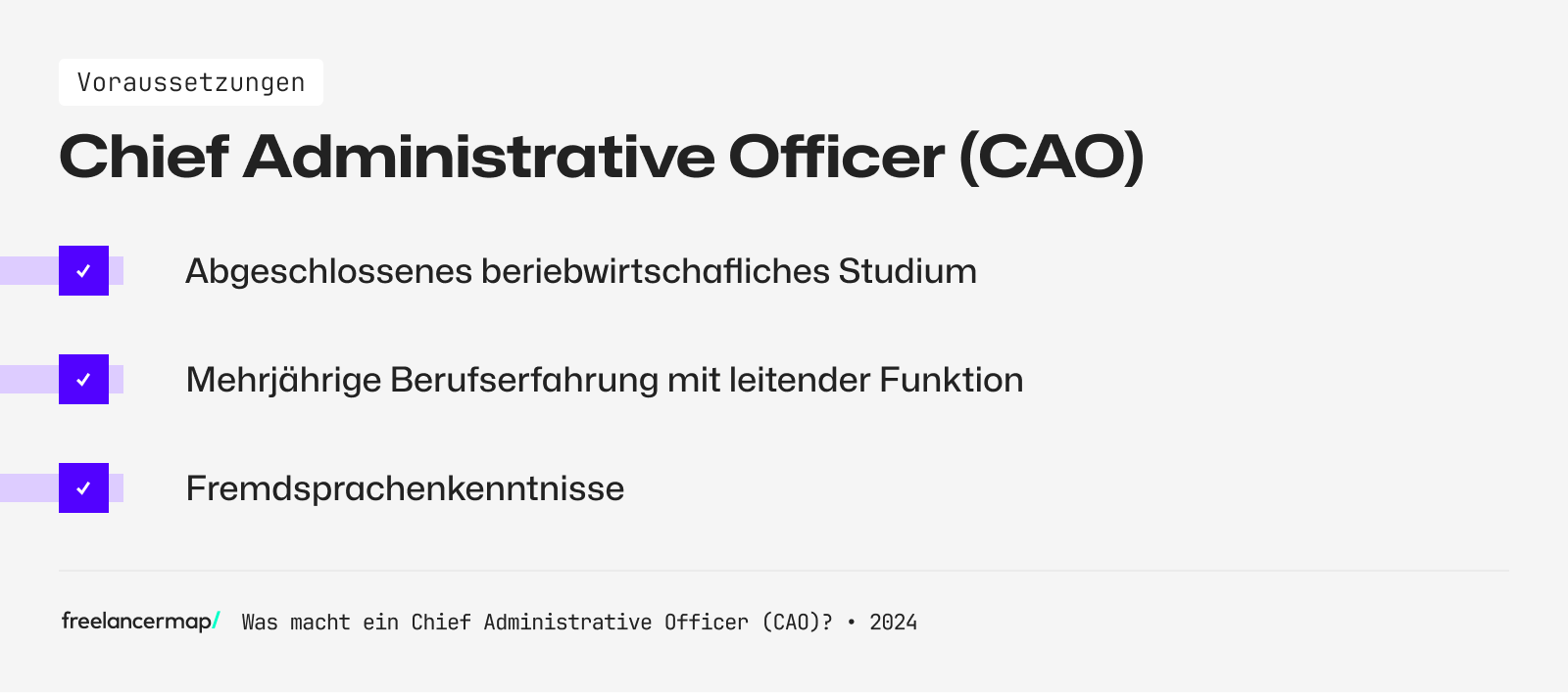 Voraussetzungen, die für den Chief Administrative Officer gelten