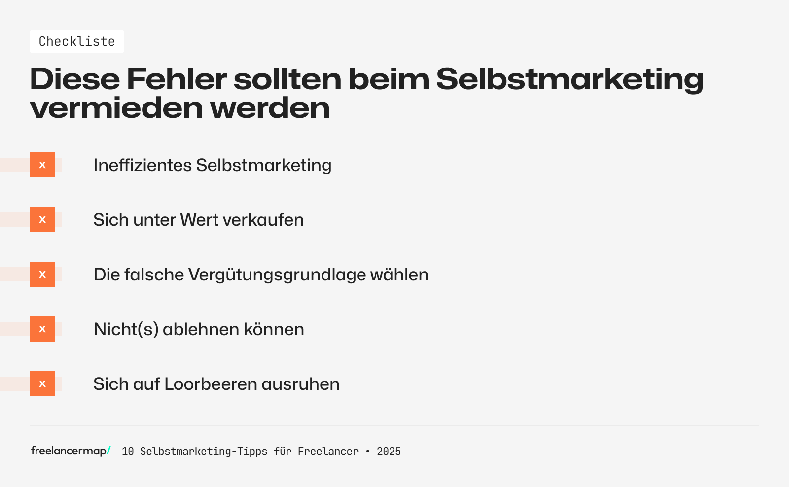 Checkliste: Diese Fehler sollten Freelancer beim Selbstmarketing vermeiden