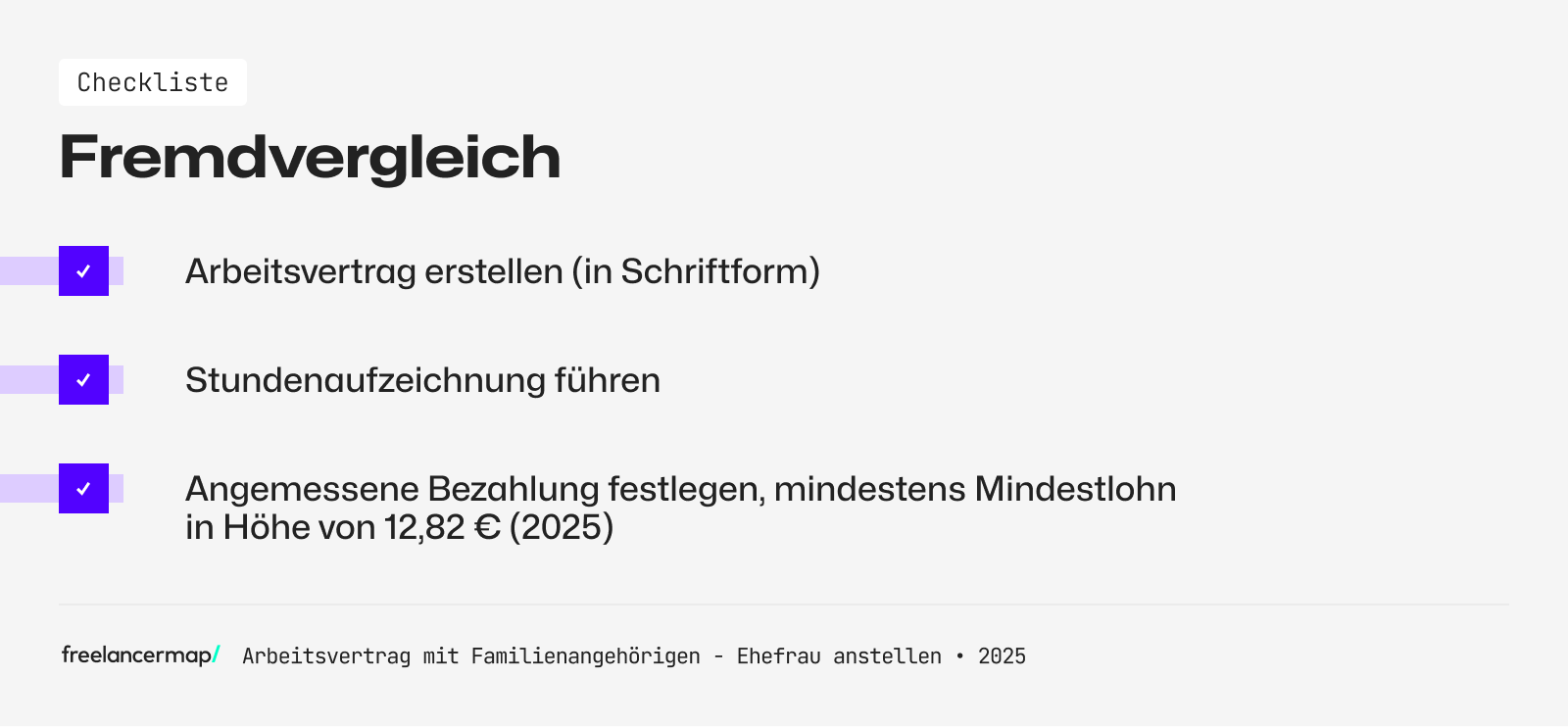 Checkliste für den Fremdvergleich