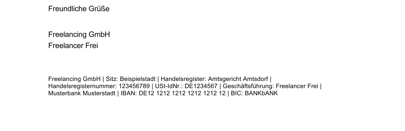 Fußzeile Geschäftsbrief GmbH Vorlage