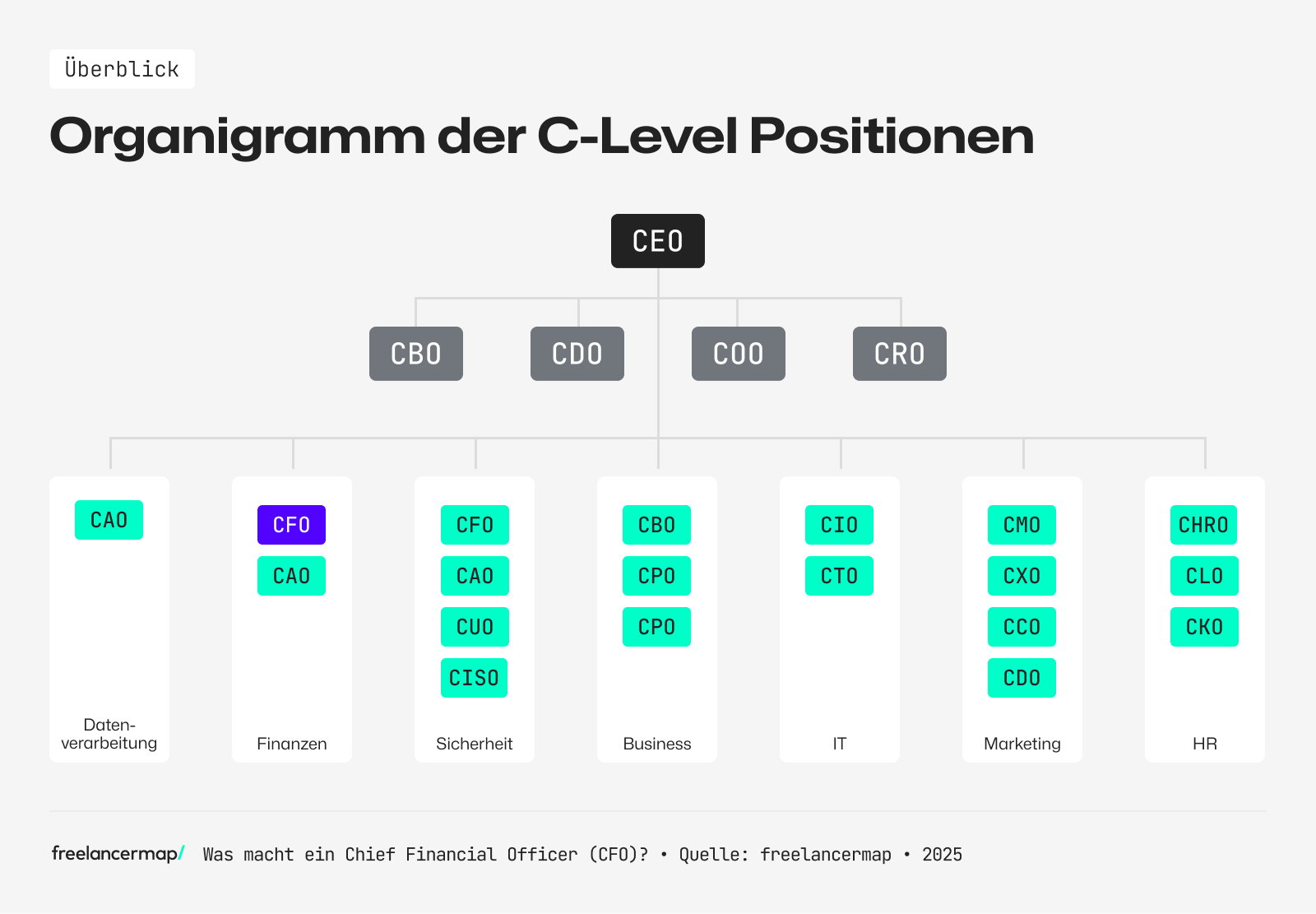 Organigramm der C-Level Positionen mit dem CFO